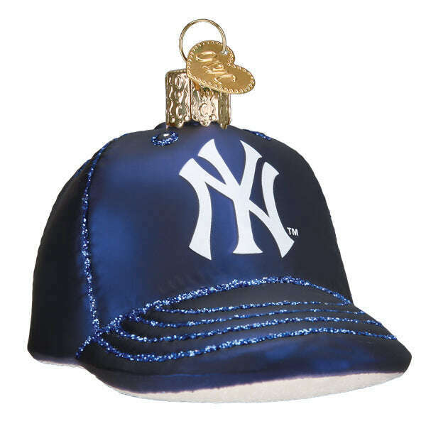 Old World Christmas Yankees Baseball Cap Blown Glass Ornament