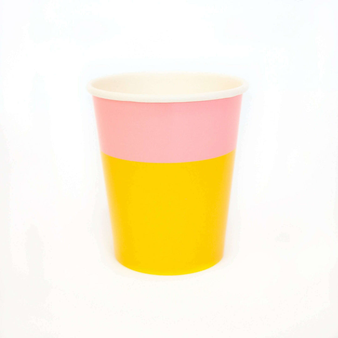 Yellow and light pink color block cup