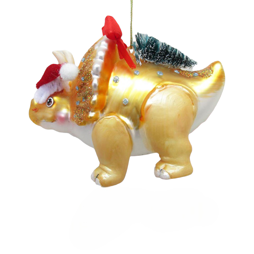 Yellow DInosaur w/Tree Ornament by December Diamonds