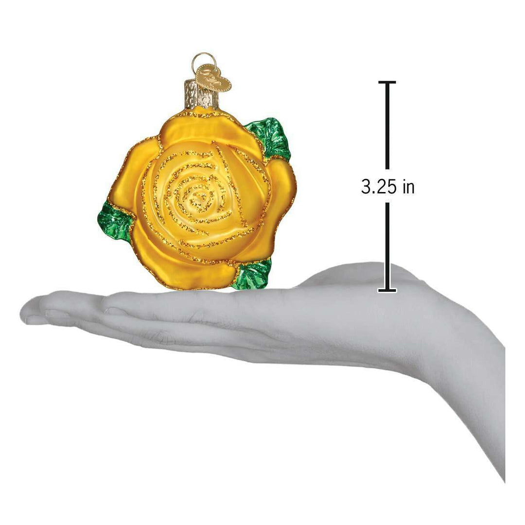 Old World Christmas Yellow Rose Blown Glass Ornament