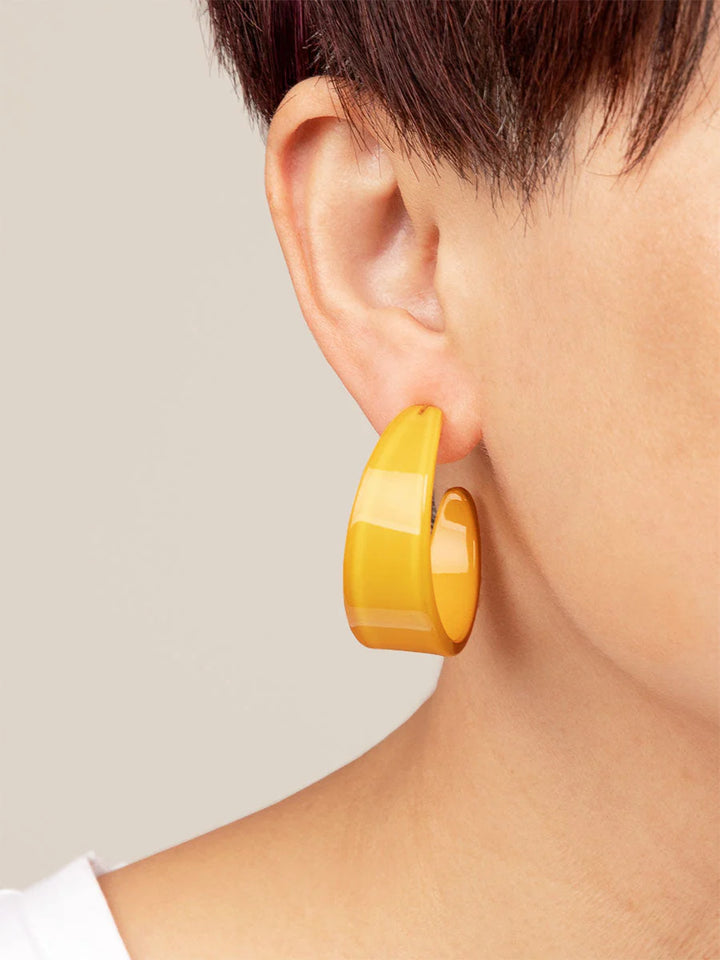 Chunky Resin Hoop Earrings- Honey