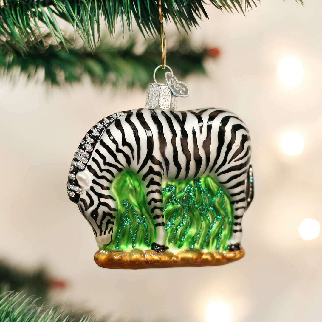 Old World Christmas Zebra Blown Glass Ornament