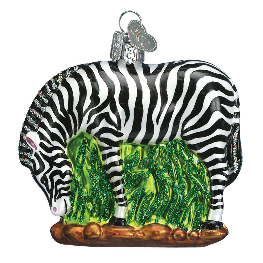 Old World Christmas Zebra Blown Glass Ornament