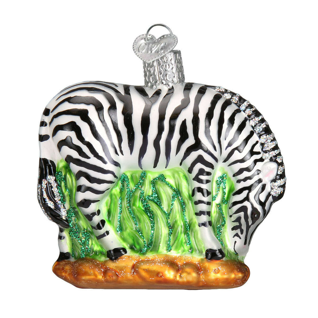 Old World Christmas Zebra Blown Glass Ornament