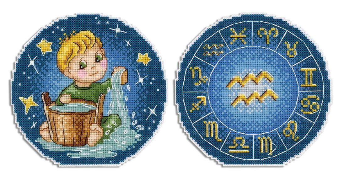 Zodiac Signs. Aquarius SR-700 Plastic Canvas Counted Cross Stitch Kit