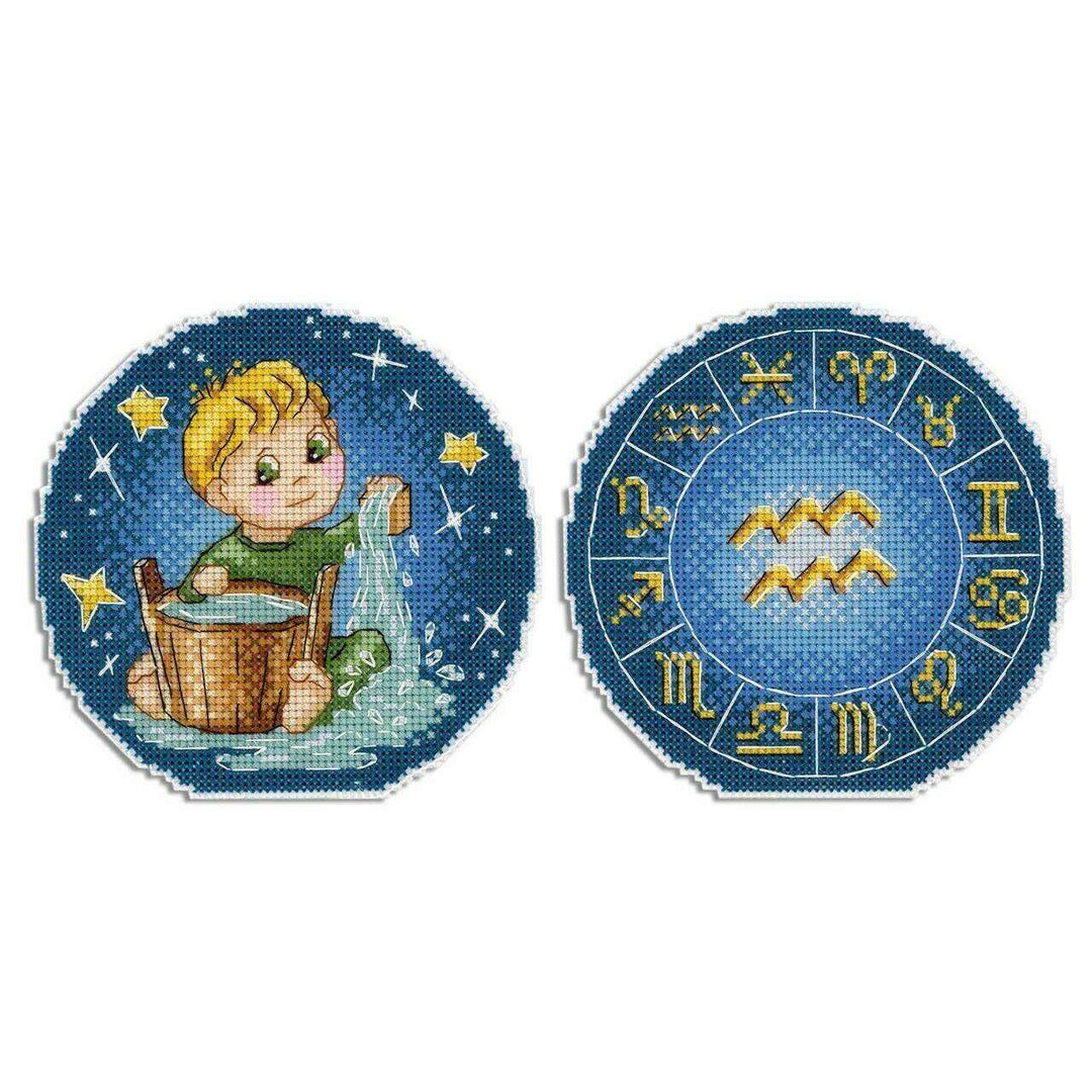Zodiac Signs. Aquarius SR-700 Plastic Canvas Counted Cross Stitch Kit