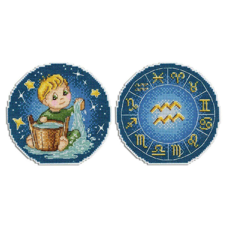 Zodiac Signs. Aquarius SR-700 Plastic Canvas Counted Cross Stitch Kit