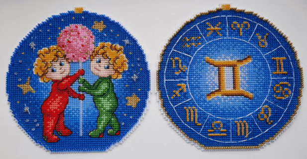 Zodiac Signs. Gemini SR-694 Plastic Canvas Counted Cross Stitch Kit