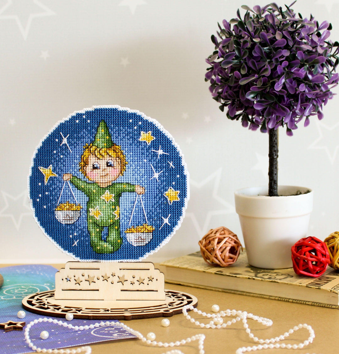 Zodiac Signs. Libra SR-703 Plastic Canvas Counted Cross Stitch Kit