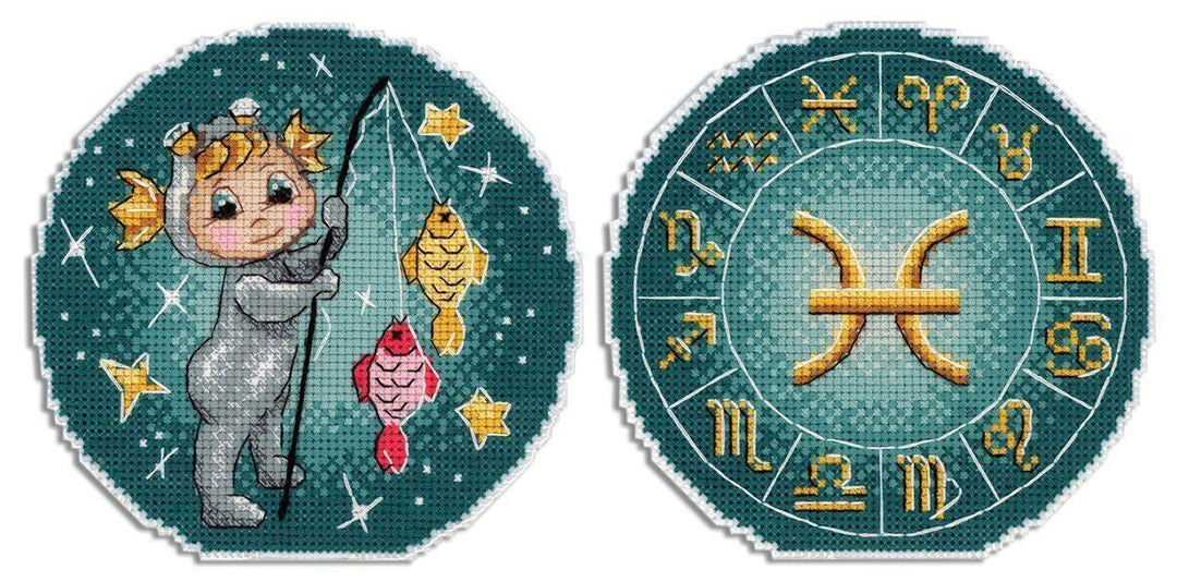 Zodiac Signs. Pisces SR-698 Plastic Canvas Counted Cross Stitch Kit
