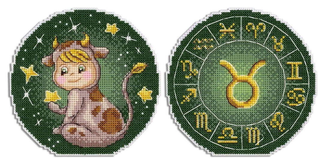 Zodiac Signs. Taurus SR-699 Plastic Canvas Counted Cross Stitch Kit