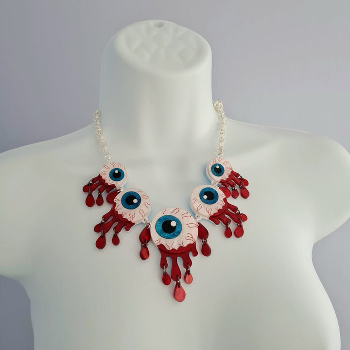 Zombie Halloween Eyeball Charm Statement Necklace by Cherryloco Jewellery 4
