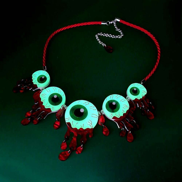 Zombie Halloween Eyeball Charm Statement Necklace by Cherryloco Jewellery 3
