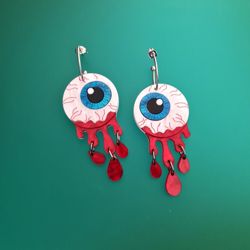 Zombie Halloween Eyeball Dangle Earrings by Cherryloco Jewellery 1