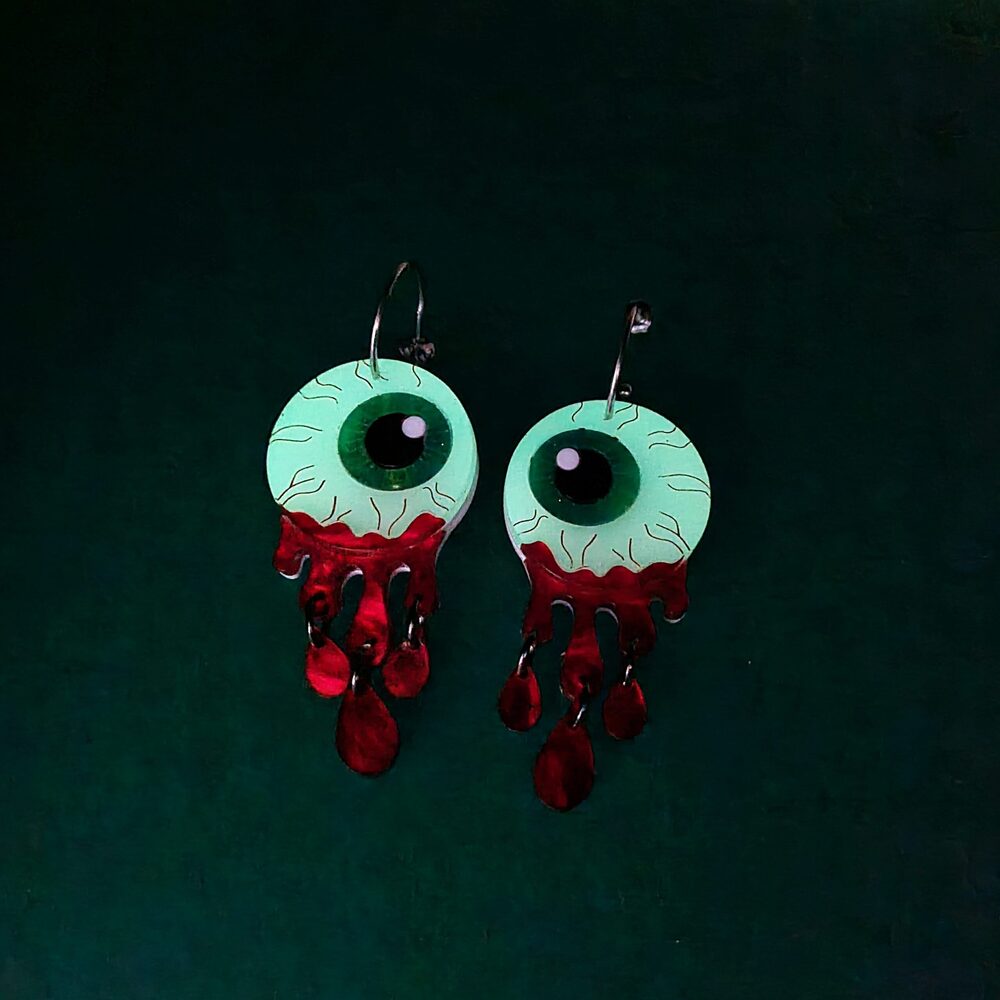 Zombie Halloween Eyeball Dangle Earrings by Cherryloco Jewellery 3