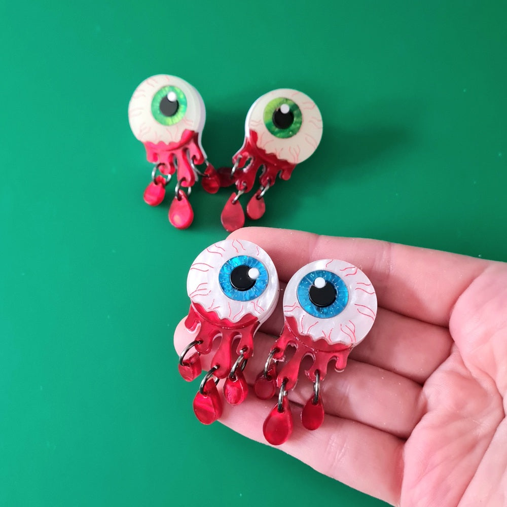 Zombie Halloween Eyeball Stud Statement Earrings by Cherryloco Jewellery 1