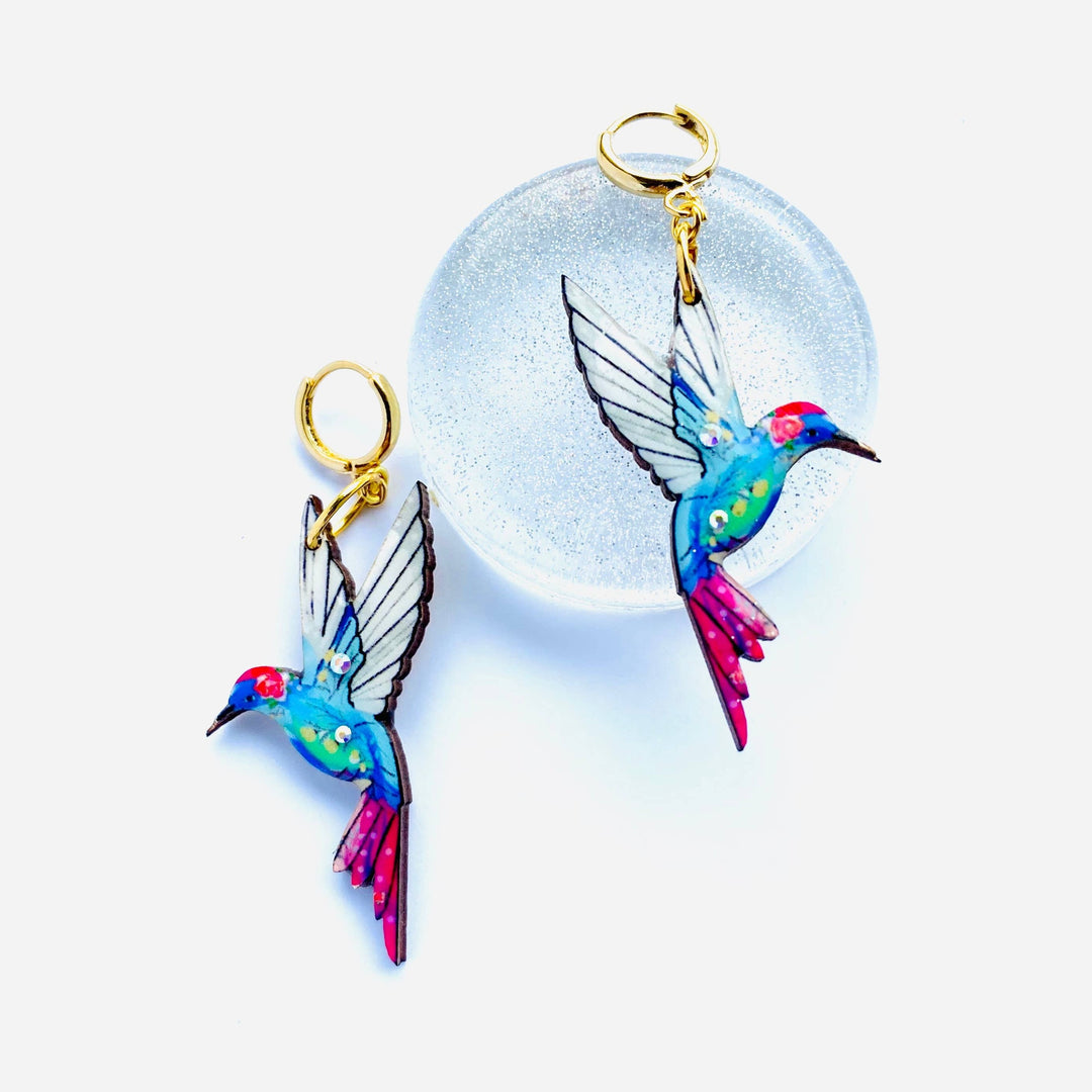 Hummingbird Huggie Hoop Earrings by Rosie Rose Parker