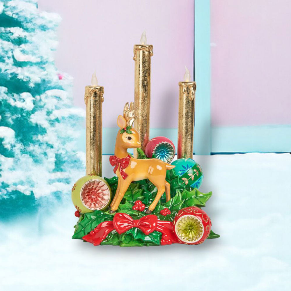 10.5" Vintage Deer/Baubles LED Candles - NEW 2024 by December Diamonds image