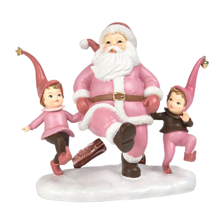 10" Pink Santa w/Elves - NEW 2024 by December Diamonds image