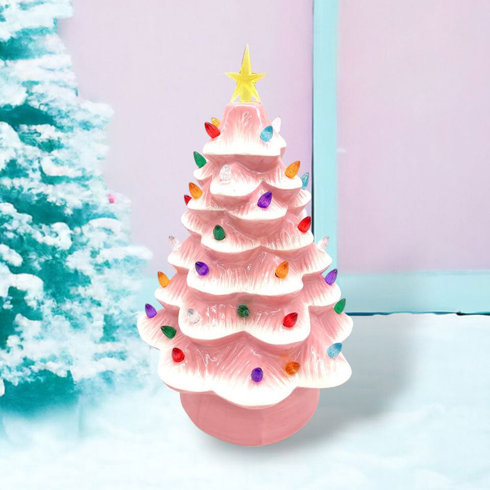 14" Pink Retro Lighted Tree - NEW 2024 by December Diamonds image