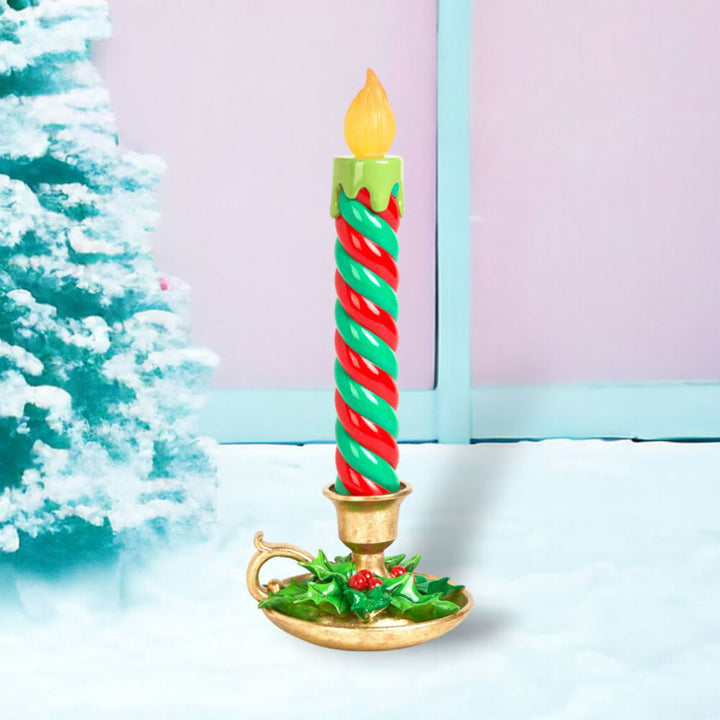 17.5" Green Stripe LED Candlestick - NEW 2024 by December Diamonds image