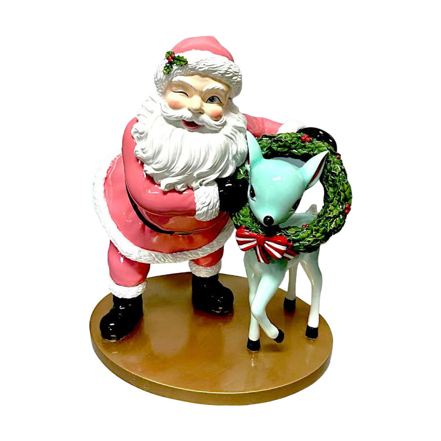 18" Retro Pink Santa w/Deer - NEW 2024 by December Diamonds image