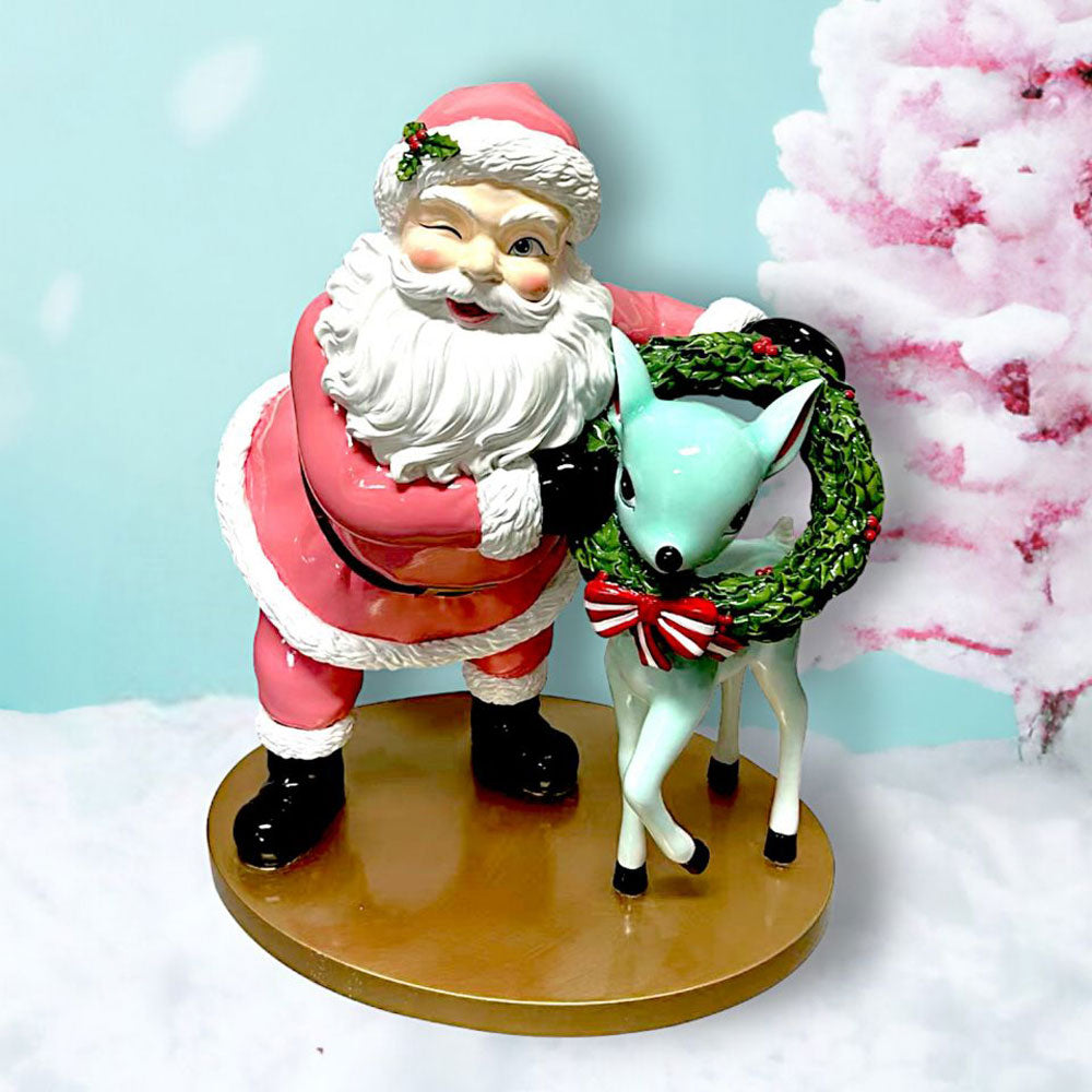 18" Retro Pink Santa w/Deer - NEW 2024 by December Diamonds image