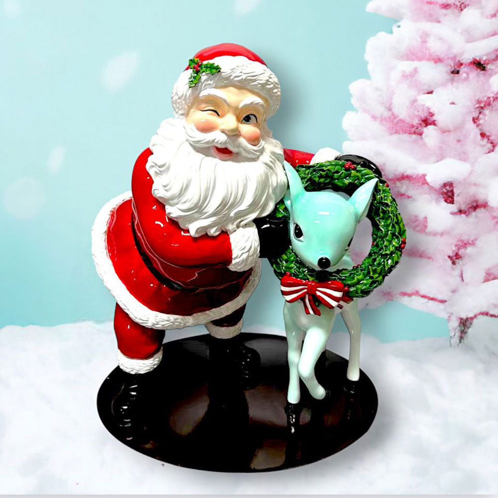 18" Retro Red Santa w/Deer - NEW 2024 by December Diamonds image