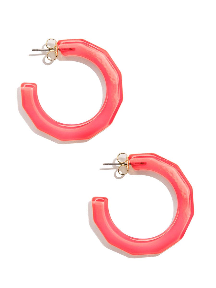 Textured Hoop Earring Coral