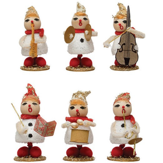 4"H Foam, Wood Bead & Paper Vintage Reproduction Marching Band, Set of 6 by Creative Co-Op