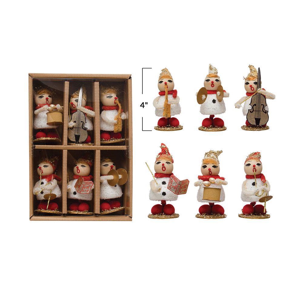4"H Foam, Wood Bead & Paper Vintage Reproduction Marching Band, Set of 6 by Creative Co-Op