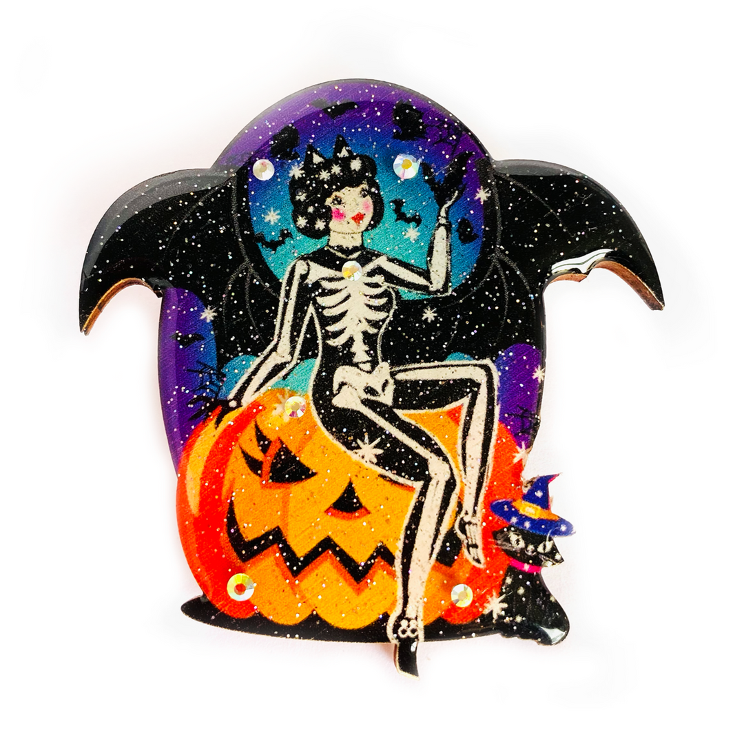 Skelly Girl Brooch by Rosie Rose Parker