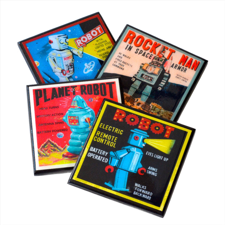 Vintage Toy Robot Coaster Set