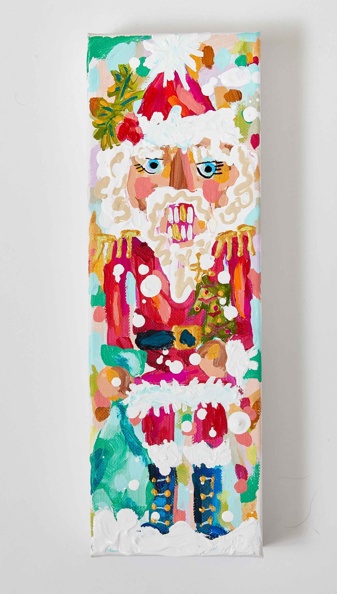 Santa Nutcracker Christmas Painting: 3x9