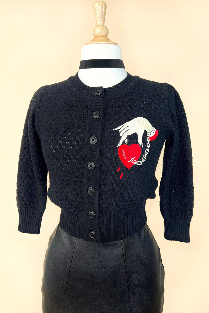 Captive Heart Regular Size Cropped Cardigan in Black