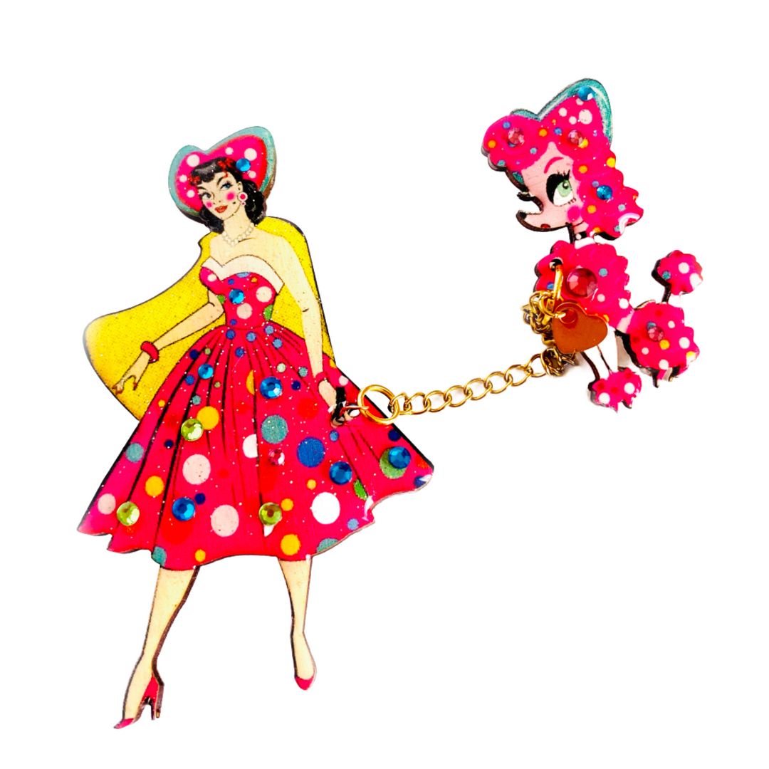 Betty and Lulu Walkies Time Brooch by Rosie Rose Parker