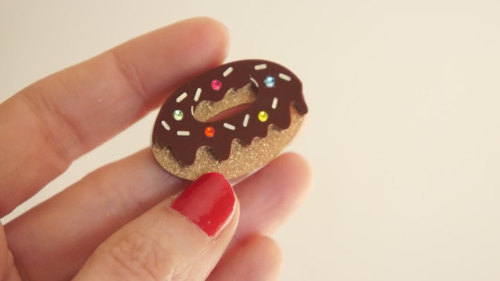 Chocolate Donut Brooch by Laliblue