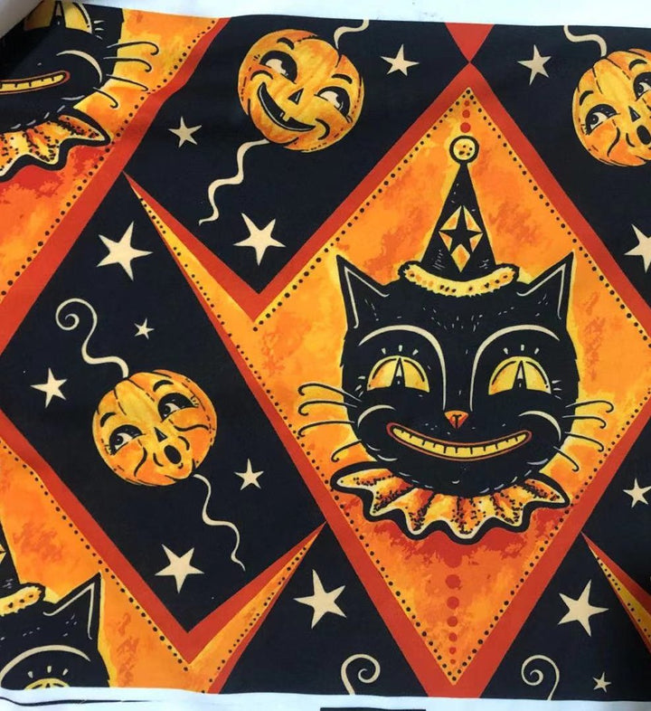 Orange Vintage Cat "Grinning Jack" (Johanna Parker Exclusive) - High-quality Handcrafted Vibrant Leggings