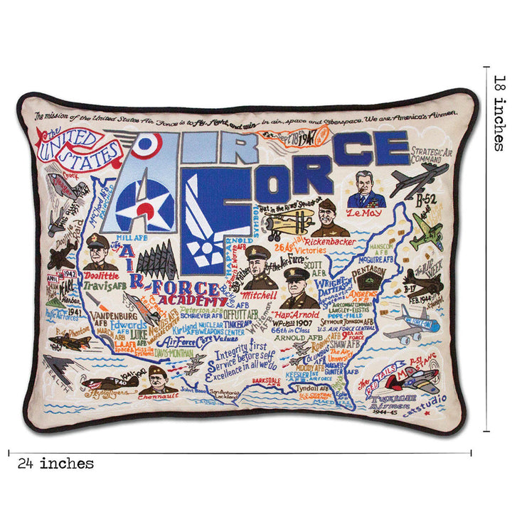 Air Force Large Hand-Embroidered Pillow