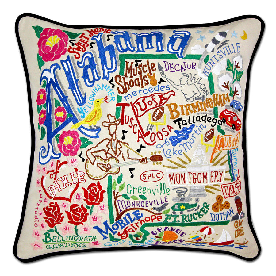 Alabama Hand-Embroidered Pillow