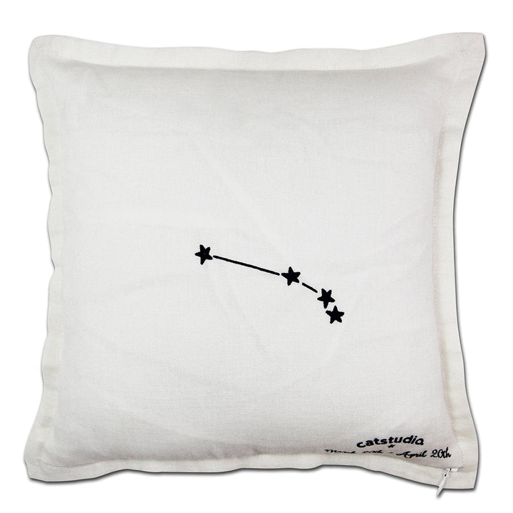 Aries Astrology Hand-Embroidered Pillow by Cat Studio