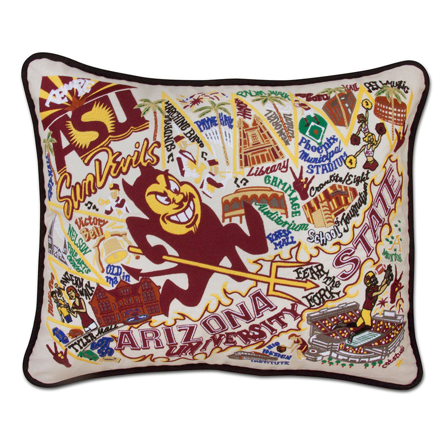 Arizona State University Collegiate Hand-Embroidered Pillow