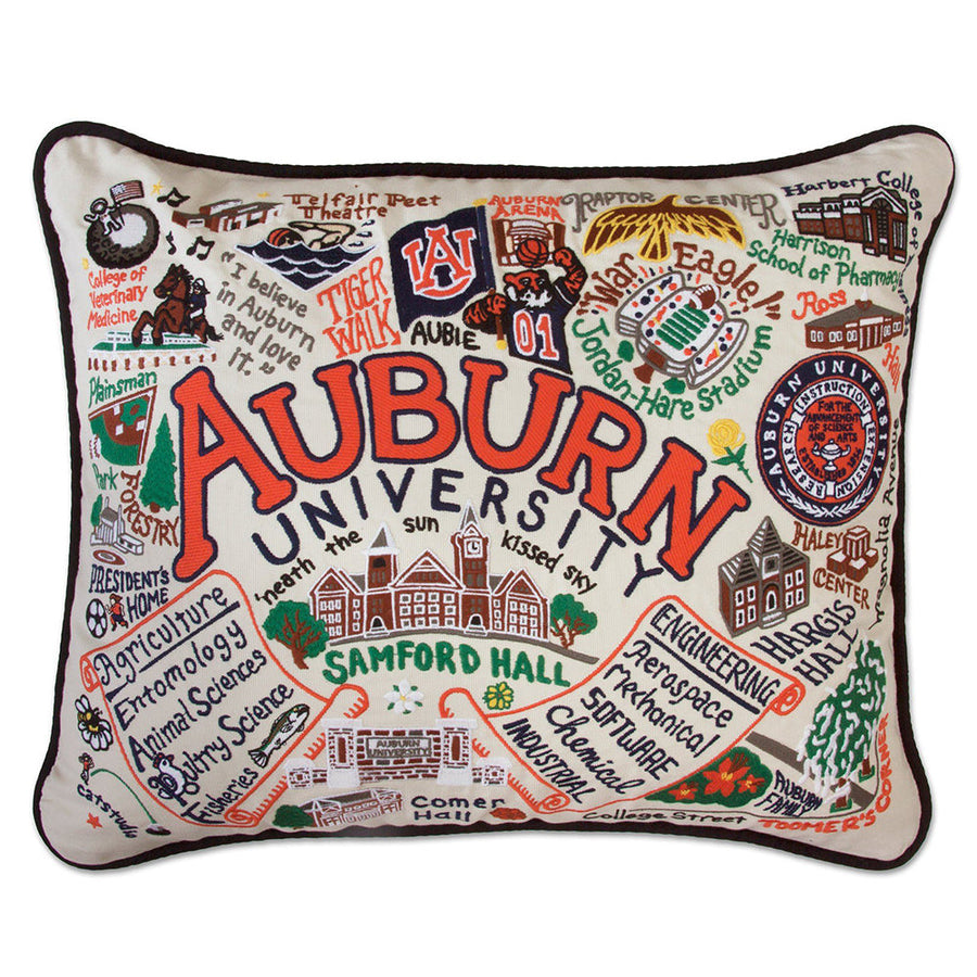 Auburn University Collegiate Hand-Embroidered Pillow