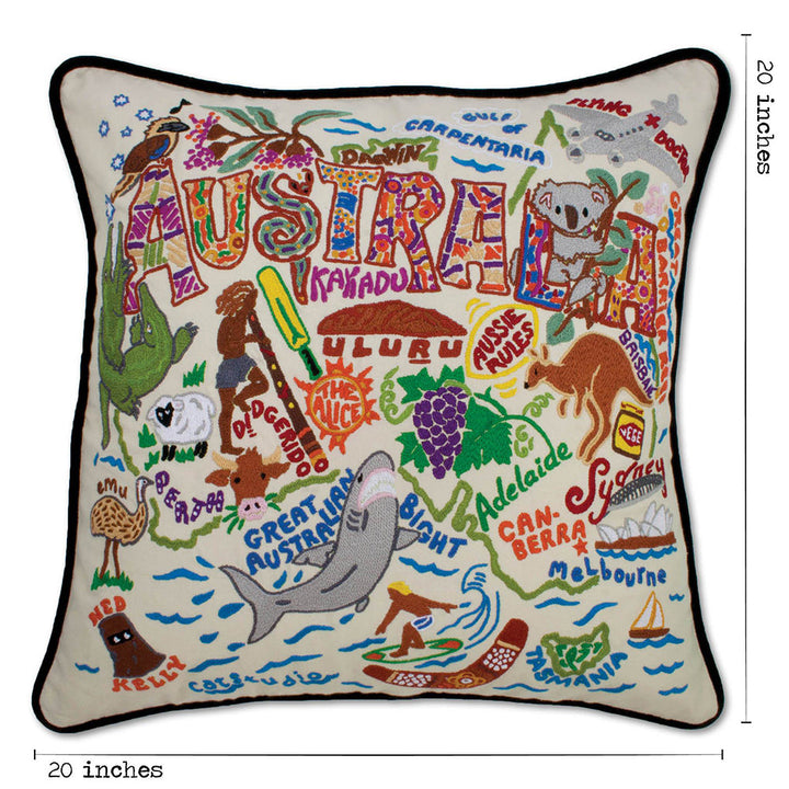 Australia Hand-Embroidered Pillow