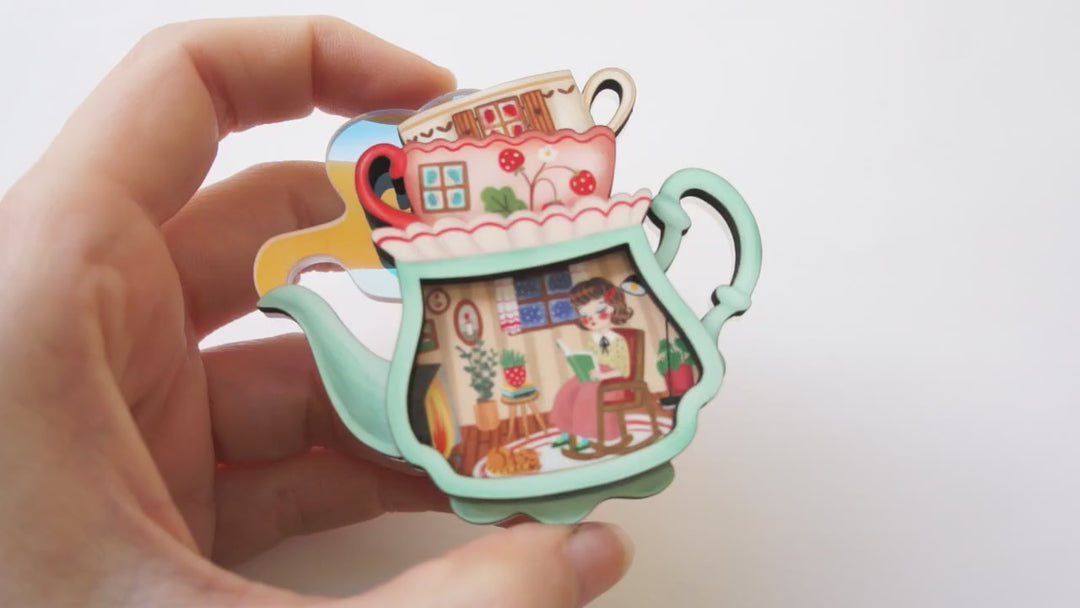 Teapot House Brooch by Laliblue