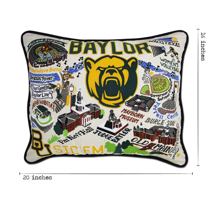 Baylor University Collegiate Embroidered Pillow by Cat Studio