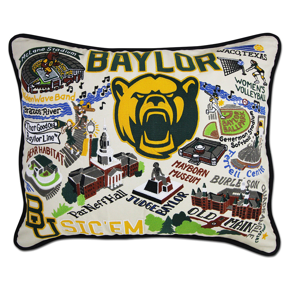 Baylor University Collegiate Embroidered Pillow by Cat Studio