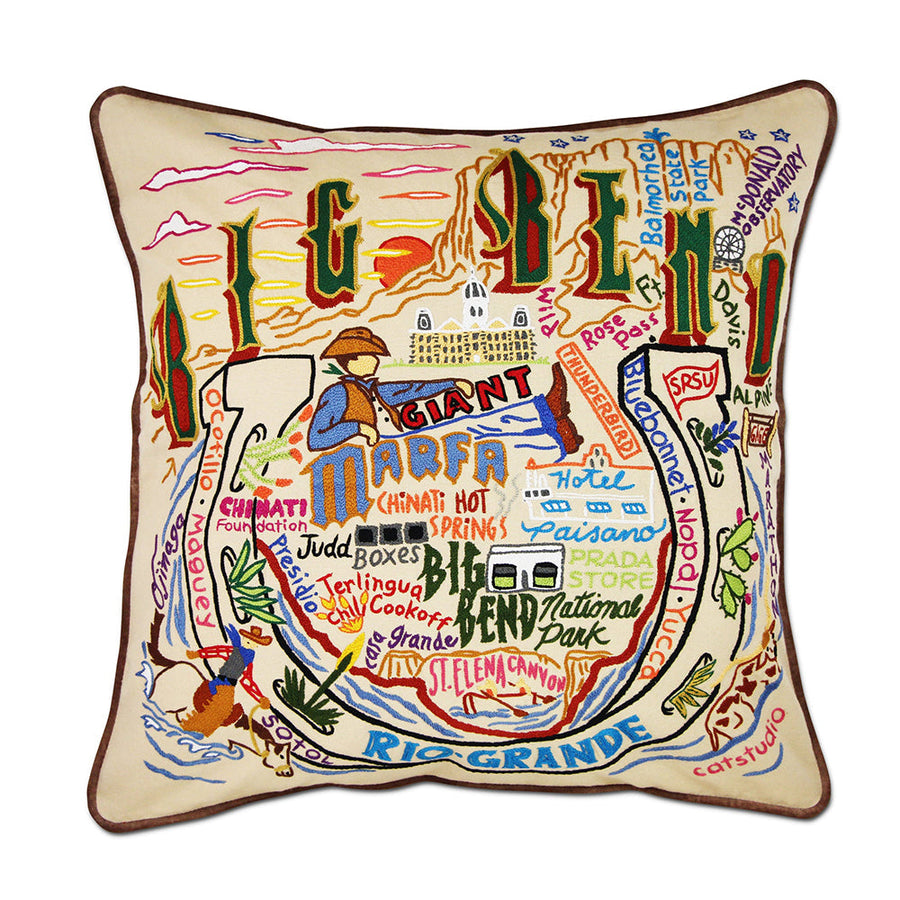 Big Bend Hand-Embroidered Pillow