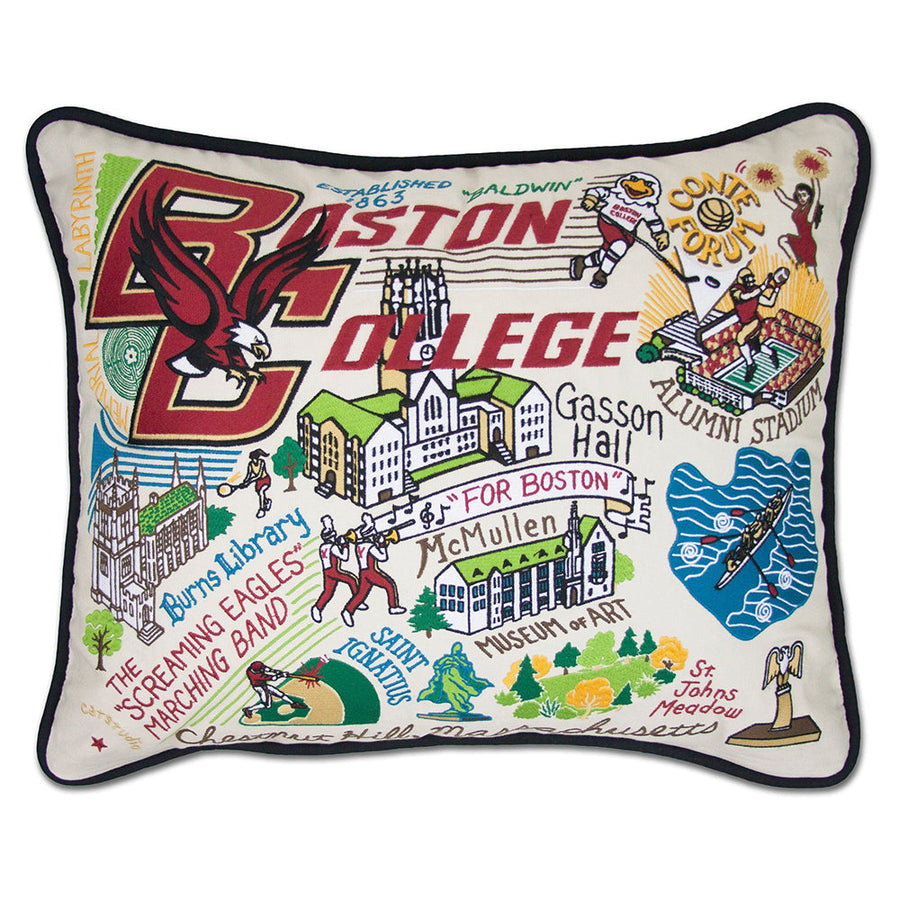 Boston College Collegiate Hand-Embroidered Pillow