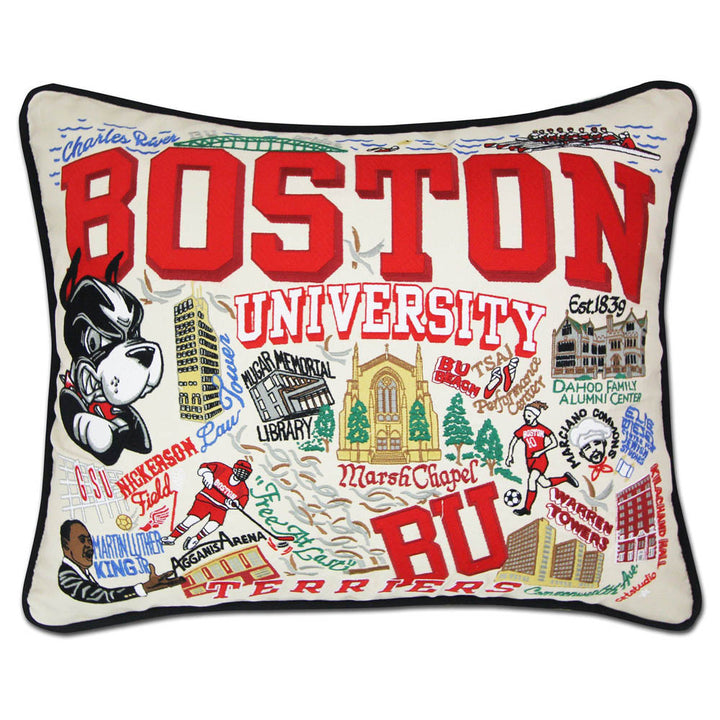 Boston University Collegiate Embroidered Pillow by CatStudio